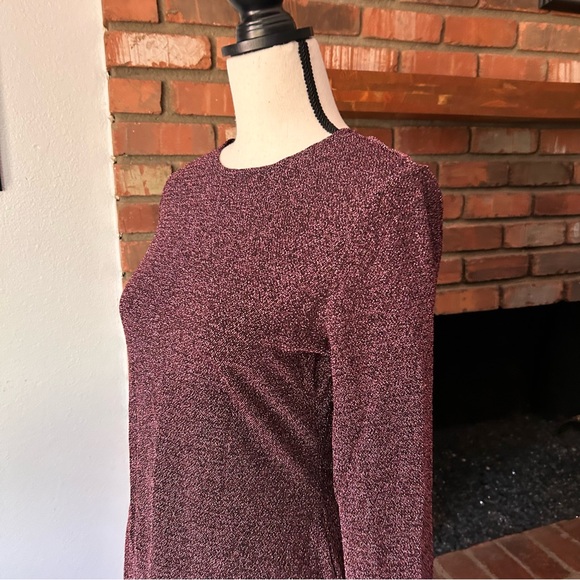 Reformation Riley Long Sleeve Mini Dress in Purple Metallic Sz L - Picture 6 of 9